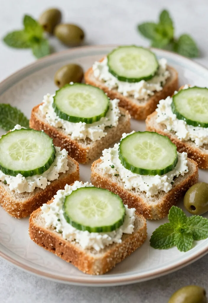 18 Cucumber Sandwiches for Tea Party That Look Elegant and Taste Fresh - 7. Creamy Feta and Cucumber Sandwiches 1