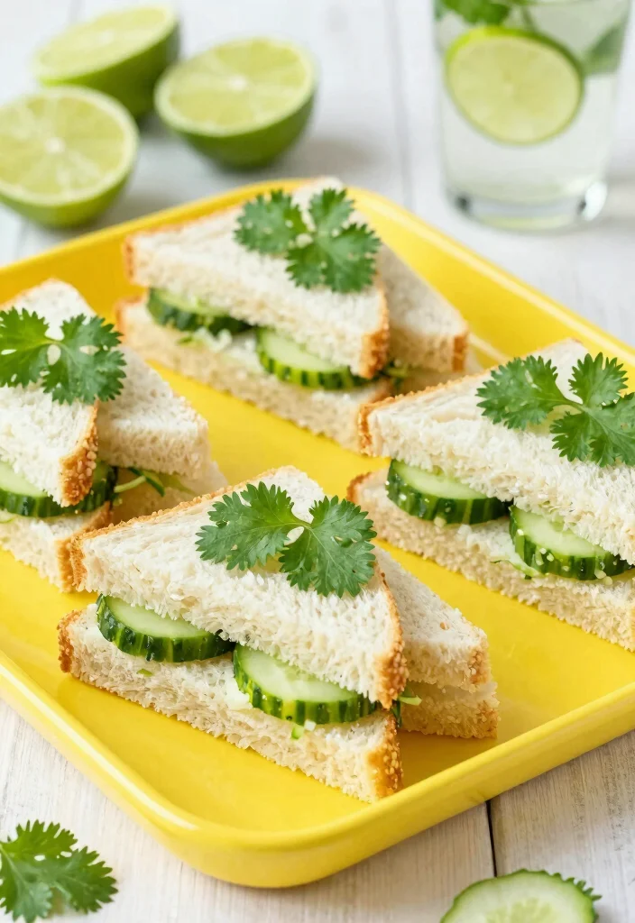 18 Cucumber Sandwiches for Tea Party That Look Elegant and Taste Fresh - 8. Cilantro-Lime Cucumber Sandwiches 1