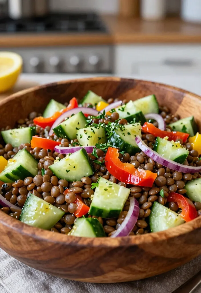 18 Delicious German Cucumber Salad Recipes (Traditional & Modern Styles) - 10. Lentil and Cucumber Salad 1
