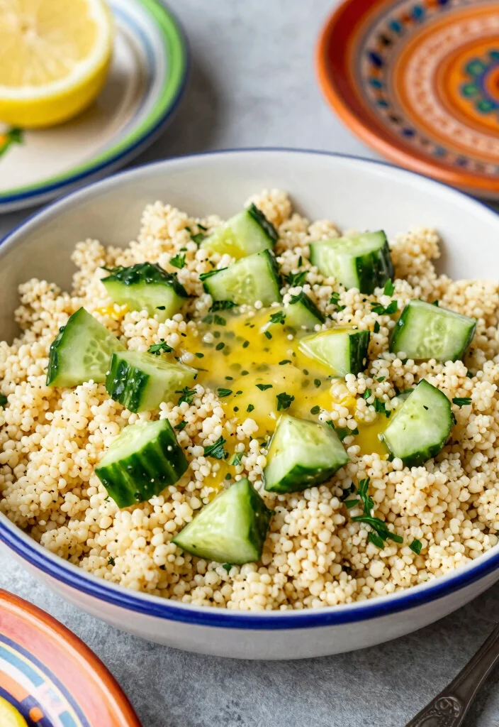 18 Delicious German Cucumber Salad Recipes (Traditional & Modern Styles) - 12. Mediterranean Couscous and Cucumber Salad 1