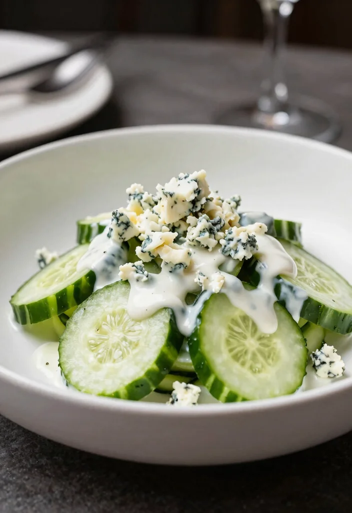 18 Delicious German Cucumber Salad Recipes (Traditional & Modern Styles) - 16. Cucumber Salad with Blue Cheese Dressing 1