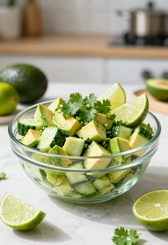 18 Delicious German Cucumber Salad Recipes (Traditional & Modern Styles) - 2. Modern Avocado Cucumber Salad 1