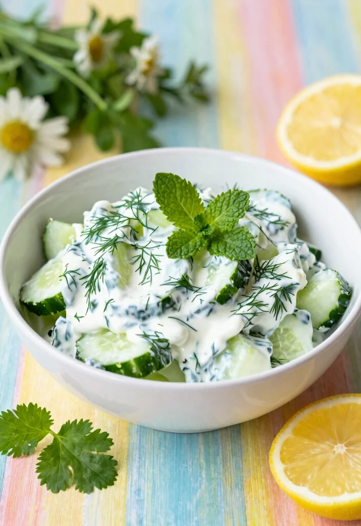 18 Delicious German Cucumber Salad Recipes (Traditional & Modern Styles) - 5. Herbed Yogurt Cucumber Salad 1