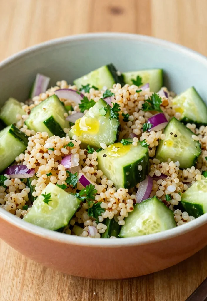 18 Low Calorie Cucumber Salad Recipes for Healthy Eating - 10. Cucumber and Quinoa Salad 1