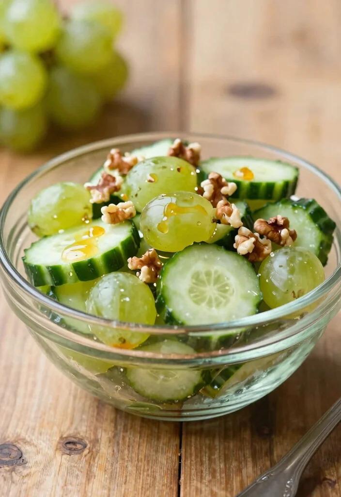 18 Low Calorie Cucumber Salad Recipes for Healthy Eating - 11. Cucumber Salad with Grapes and Walnuts 1