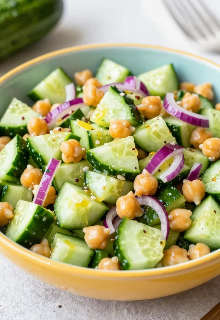 18 Low Calorie Cucumber Salad Recipes for Healthy Eating - 13. Cucumber and Chickpea Salad 1