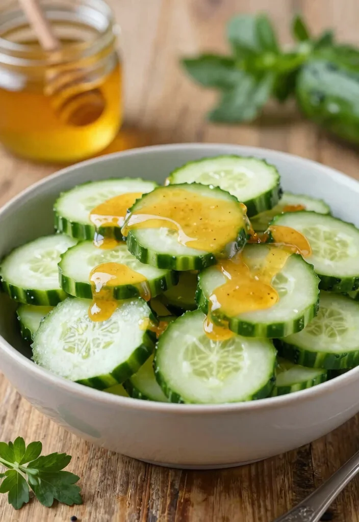 18 Low Calorie Cucumber Salad Recipes for Healthy Eating - 15. Cucumber Salad with Honey Mustard Dressing 1