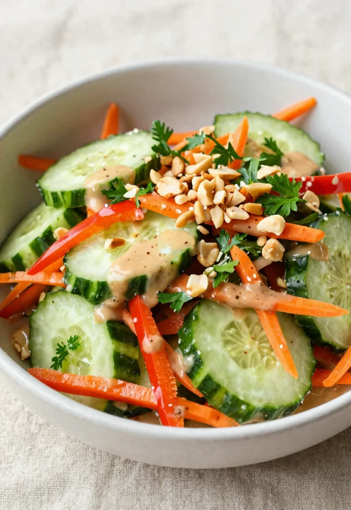 18 Low Calorie Cucumber Salad Recipes for Healthy Eating - 5. Thai Cucumber Salad with Peanut Dressing 1