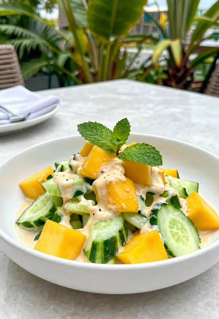 18 Sour Cream Cucumber Salad Recipes: Creamy and Refreshing - 10. Tropical Mango Cucumber Salad 1