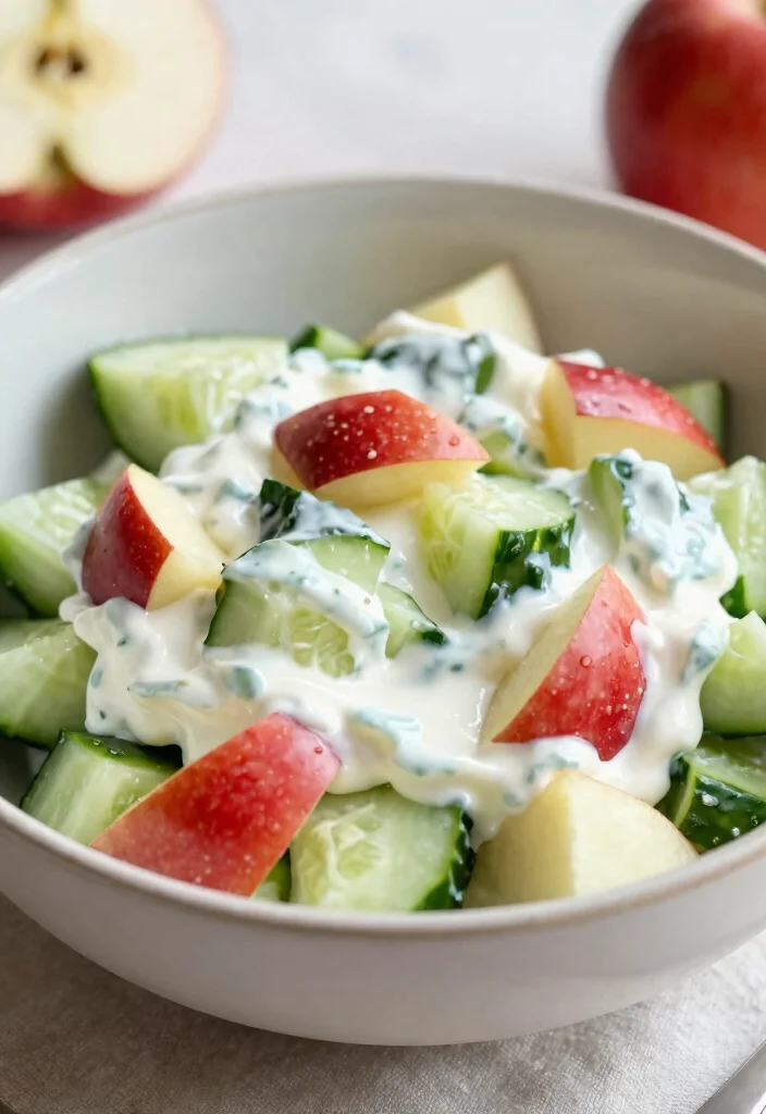 18 Sour Cream Cucumber Salad Recipes: Creamy and Refreshing - 11. Sour Cream Cucumber Salad with Apples 1
