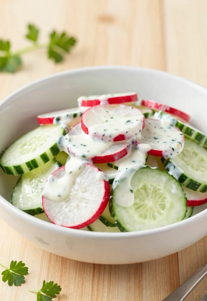 18 Sour Cream Cucumber Salad Recipes: Creamy and Refreshing - 12. Creamy Cucumber and Radish Salad 1
