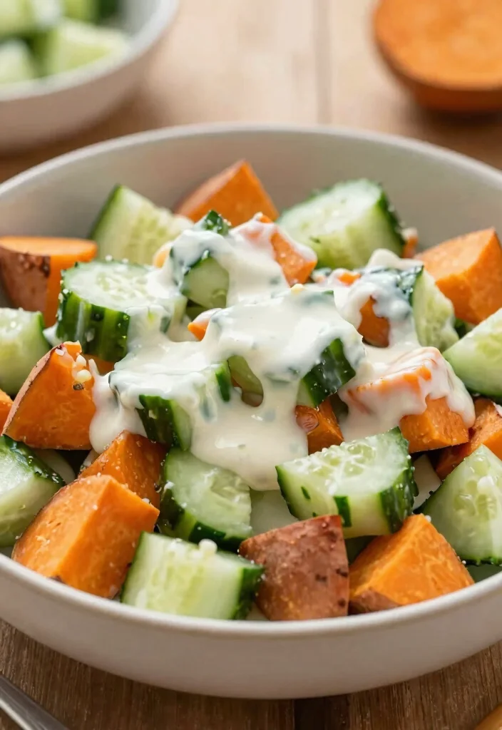 18 Sour Cream Cucumber Salad Recipes: Creamy and Refreshing - 13. Cucumber and Sweet Potato Salad 1
