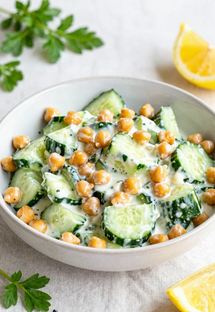 18 Sour Cream Cucumber Salad Recipes: Creamy and Refreshing - 14. Creamy Cucumber and Chickpea Salad 1