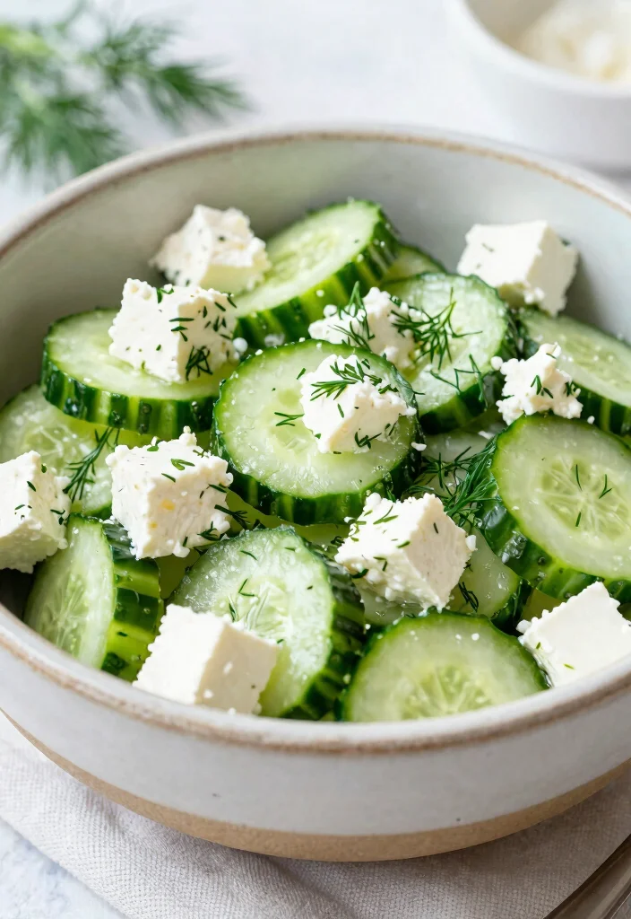 18 Sour Cream Cucumber Salad Recipes: Creamy and Refreshing - 17. Cucumber Salad with Feta and Dill 1