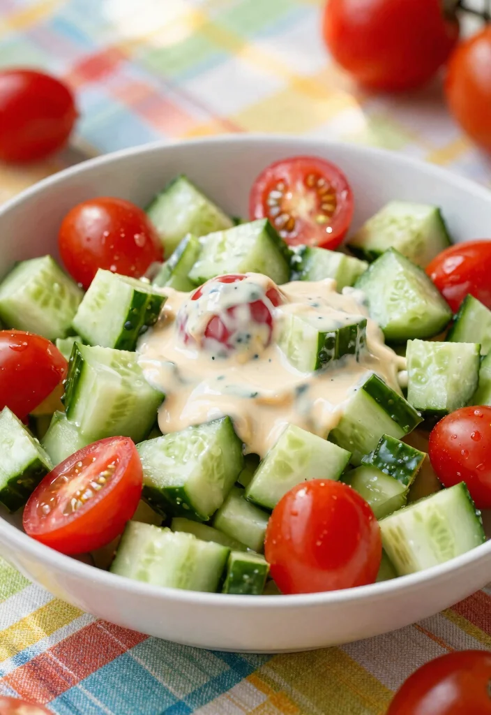 18 Sour Cream Cucumber Salad Recipes: Creamy and Refreshing - 18. Cucumber and Tomato Salad with Sour Cream Dressing 1