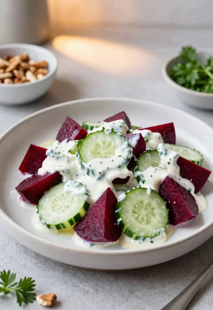 18 Sour Cream Cucumber Salad Recipes: Creamy and Refreshing - 8. Creamy Beet and Cucumber Salad 1
