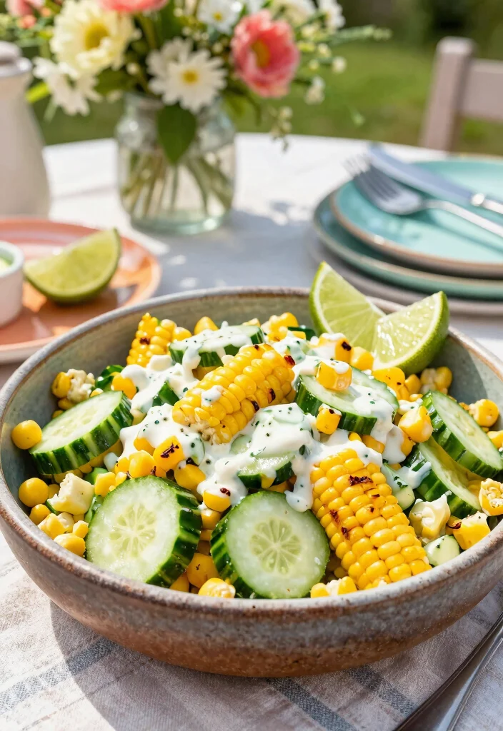 18 Sour Cream Cucumber Salad Recipes: Creamy and Refreshing - 9. Roasted Corn & Cucumber Salad 1
