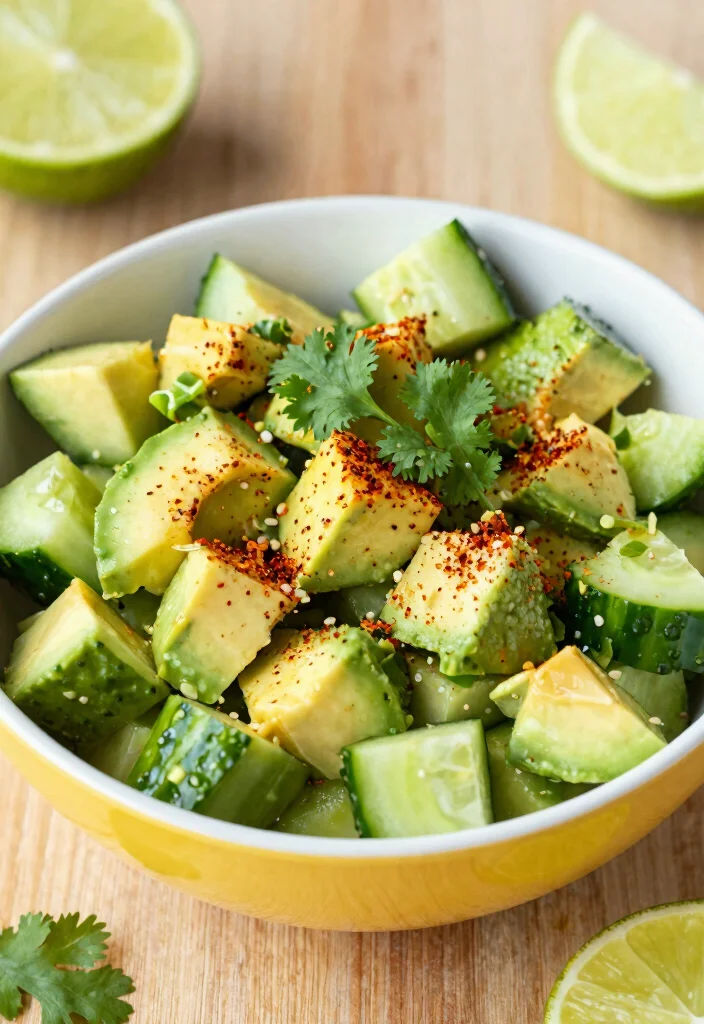 18 Viral Cucumber Salad Recipes Everyone Is Making Right Now - 2. Spicy Cucumber Avocado Salad 1