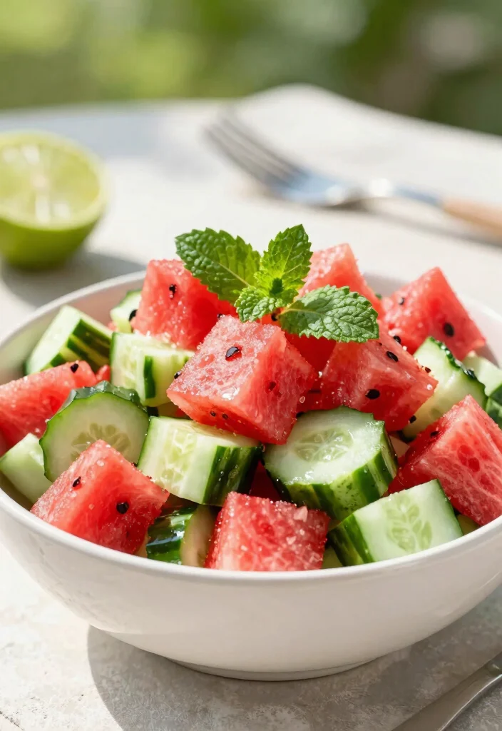 18 Viral Cucumber Salad Recipes Everyone Is Making Right Now - 7. Cucumber and Watermelon Salad 1