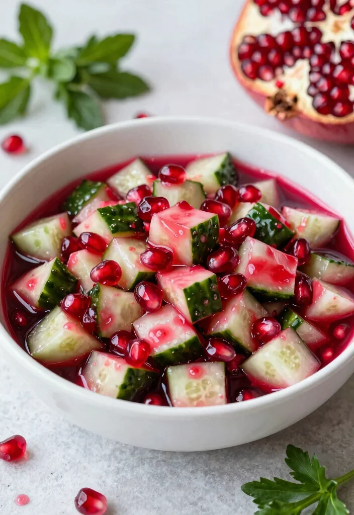 20 Asian Cucumber Salad Recipes You Can Make in Minutes - 19. Cucumber Salad with Pomegranate Dressing 1