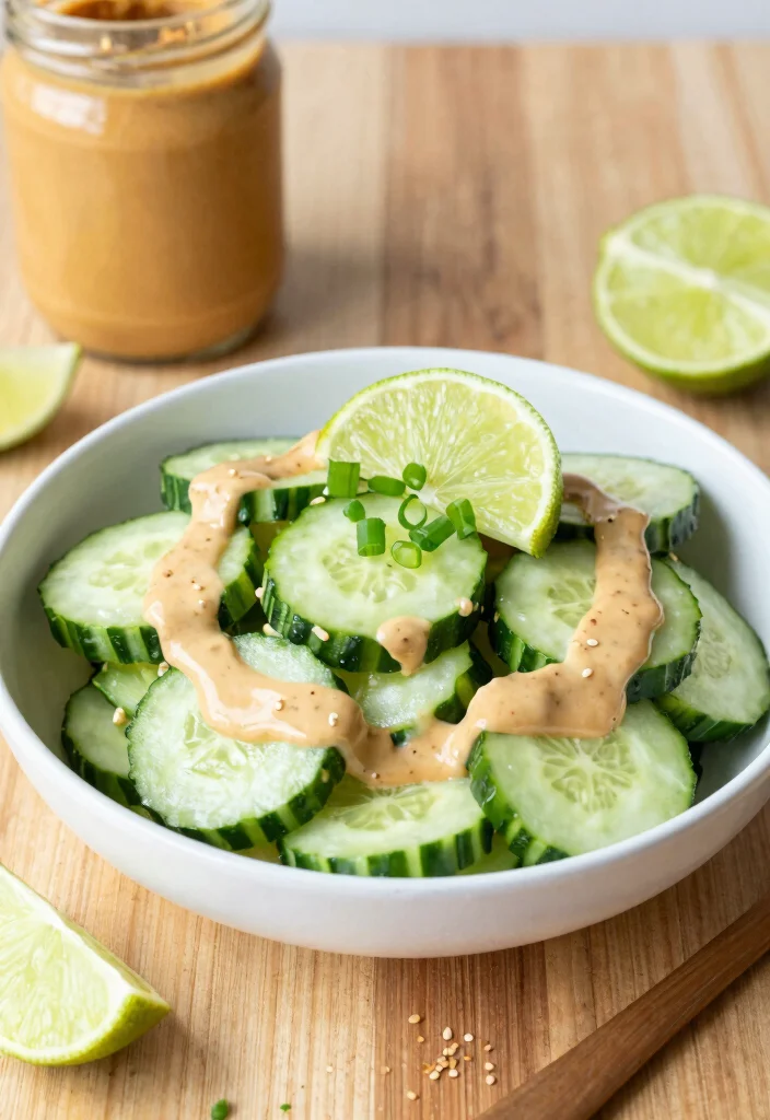 20 Creamy Cucumber Salad Recipes with Mayo or Sour Cream - 10. Cucumber Salad with Peanut Butter Dressing 1