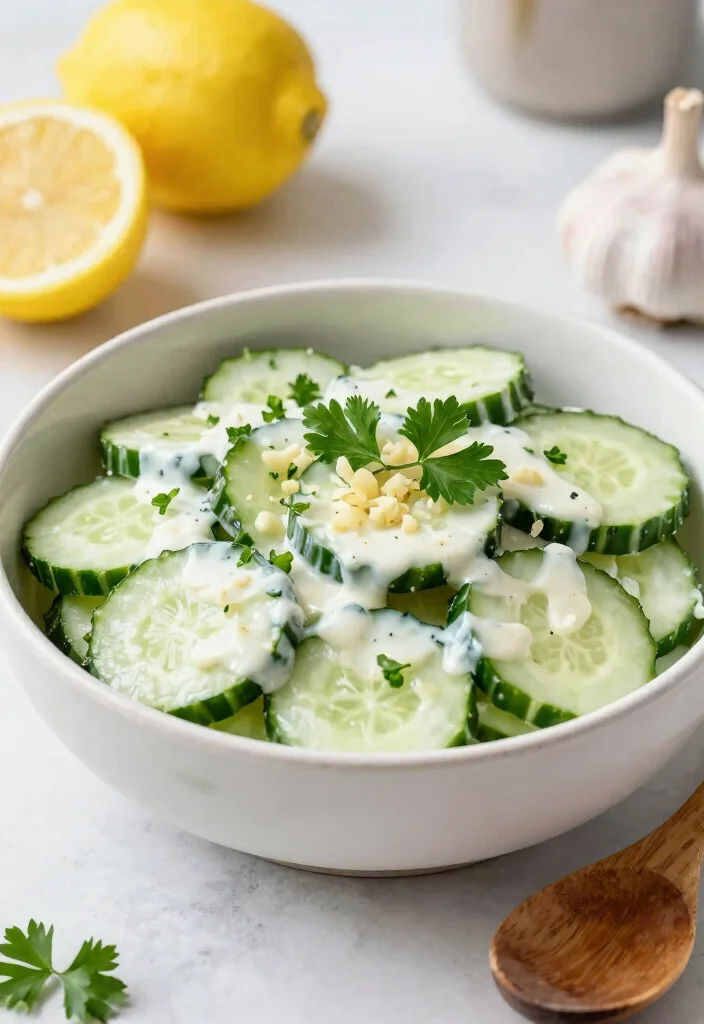 20 Creamy Cucumber Salad Recipes with Mayo or Sour Cream - 2. Tangy Lemon Garlic Cucumber Salad 1