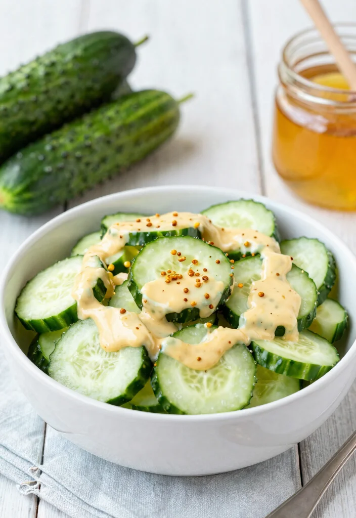 20 Creamy Cucumber Salad Recipes with Mayo or Sour Cream - 20. Cucumber Salad with Honey Mustard Dressing 1