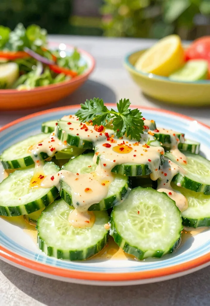20 Creamy Cucumber Salad Recipes with Mayo or Sour Cream - 6. Sweet and Spicy Cucumber Salad 1