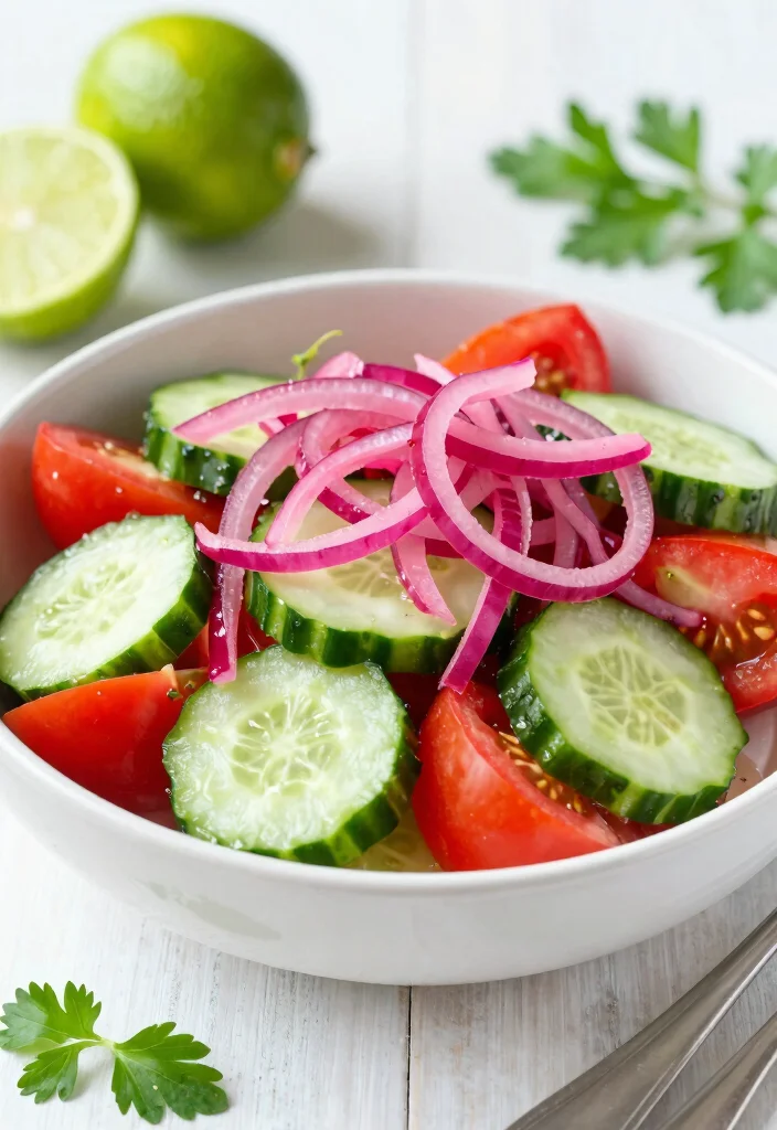 20 Cucumber and Tomato Salad Recipes for Every Season - 11. Cucumber and Tomato Salad with Pickled Red Onions 1