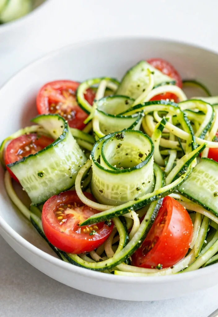 20 Cucumber and Tomato Salad Recipes for Every Season - 14. Cucumber and Tomato Salad with Zucchini Noodles 1