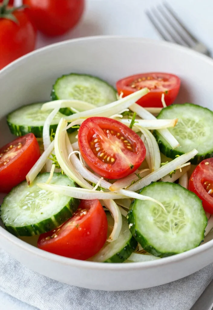 20 Cucumber and Tomato Salad Recipes for Every Season - 15. Cucumber and Tomato Salad with Fennel 1
