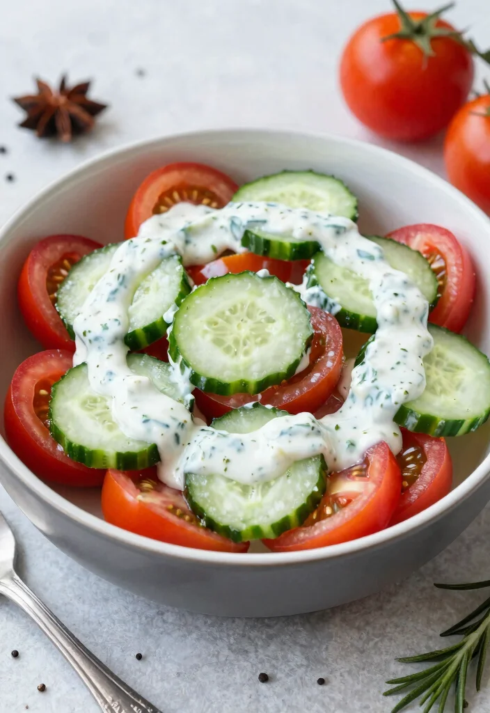 20 Cucumber and Tomato Salad Recipes for Every Season - 18. Cucumber and Tomato Salad with Spiced Yogurt 1