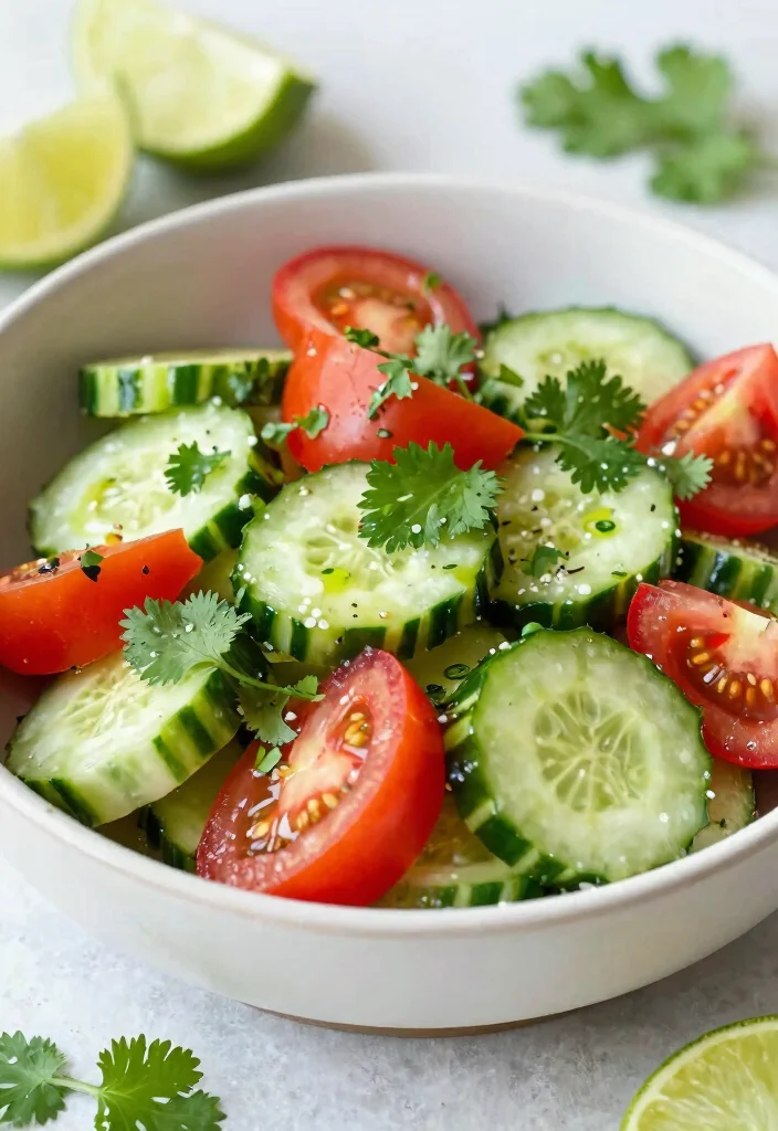 20 Cucumber and Tomato Salad Recipes for Every Season - 19. Cucumber and Tomato Salad with Cilantro Lime Dressing 1