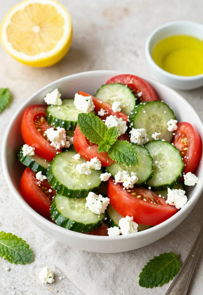 20 Cucumber and Tomato Salad Recipes for Every Season - 7. Cucumber and Tomato Salad with Feta and Mint 1