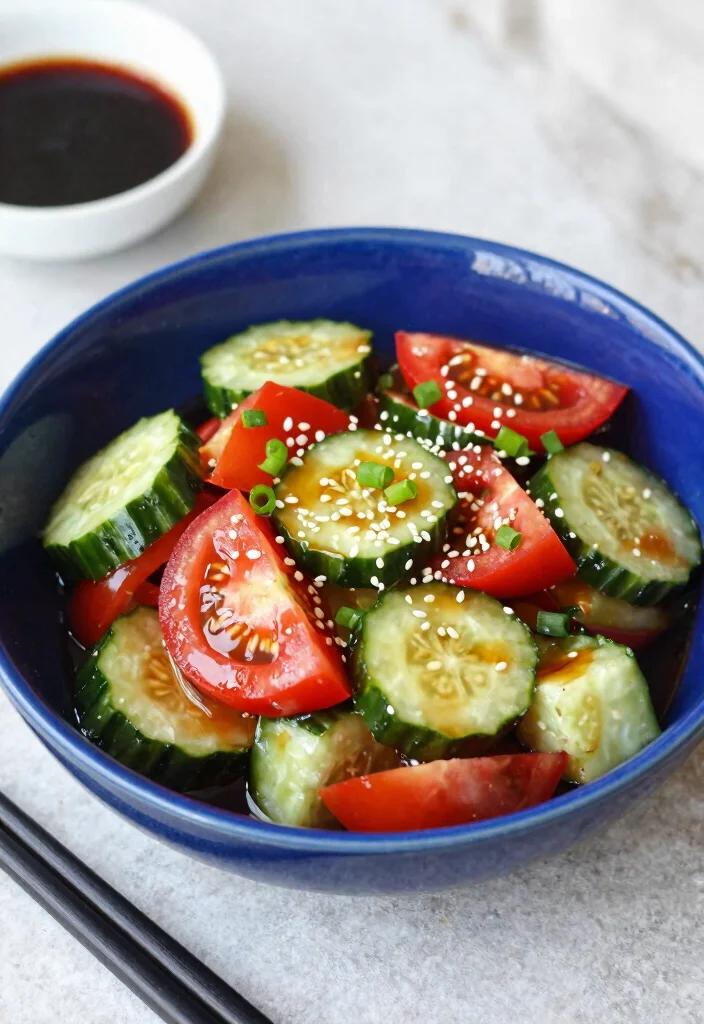 20 Cucumber and Tomato Salad Recipes for Every Season - 8. Asian-Inspired Cucumber and Tomato Salad 1