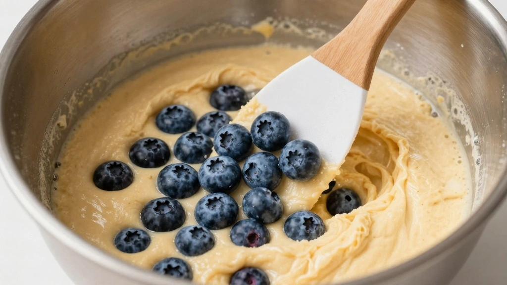 Blueberry Cheesecake Muffins with Creamy Filling - Step 4: Fold in Blueberries 1