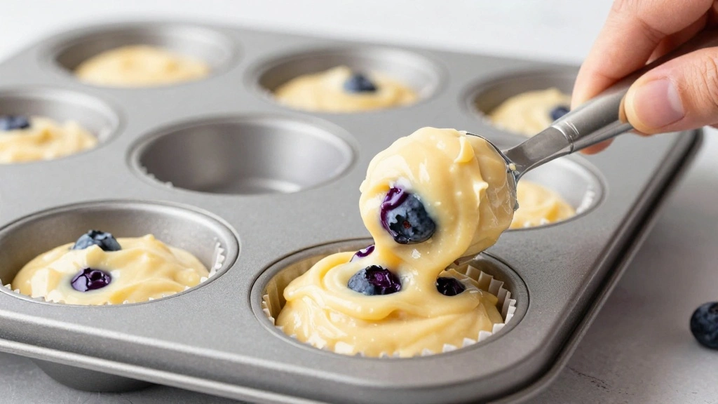 Blueberry Muffins with Frozen Blueberries (No Soggy Muffins) - Step 7: Fill the Muffin Cups 1