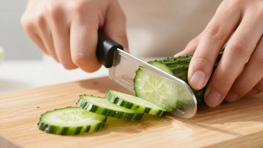 California Roll Cucumber Salad with Crab and Sesame Dressing - Step 1: Prepare Cucumbers 1