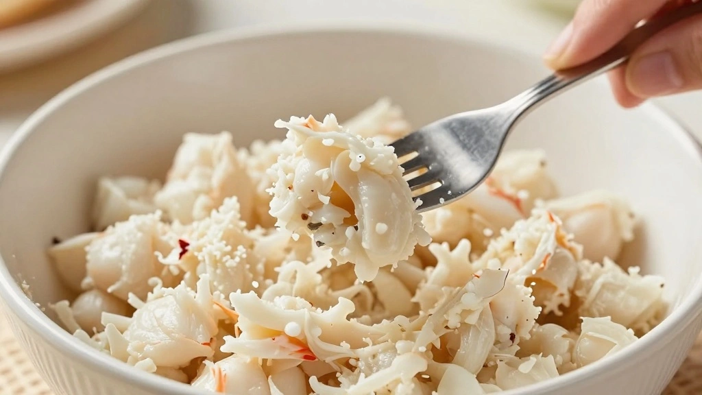 California Roll Cucumber Salad with Crab and Sesame Dressing - Step 2: Flake the Crab Meat 1