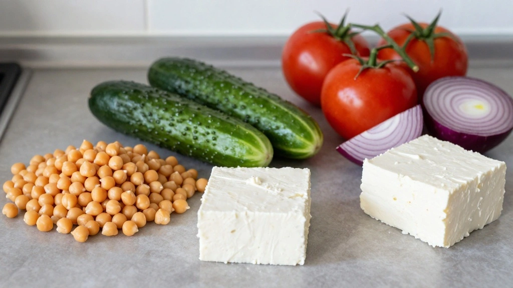 Chickpea Cucumber Feta Salad High Protein and Fresh - Step 1: Prepare Ingredients 1