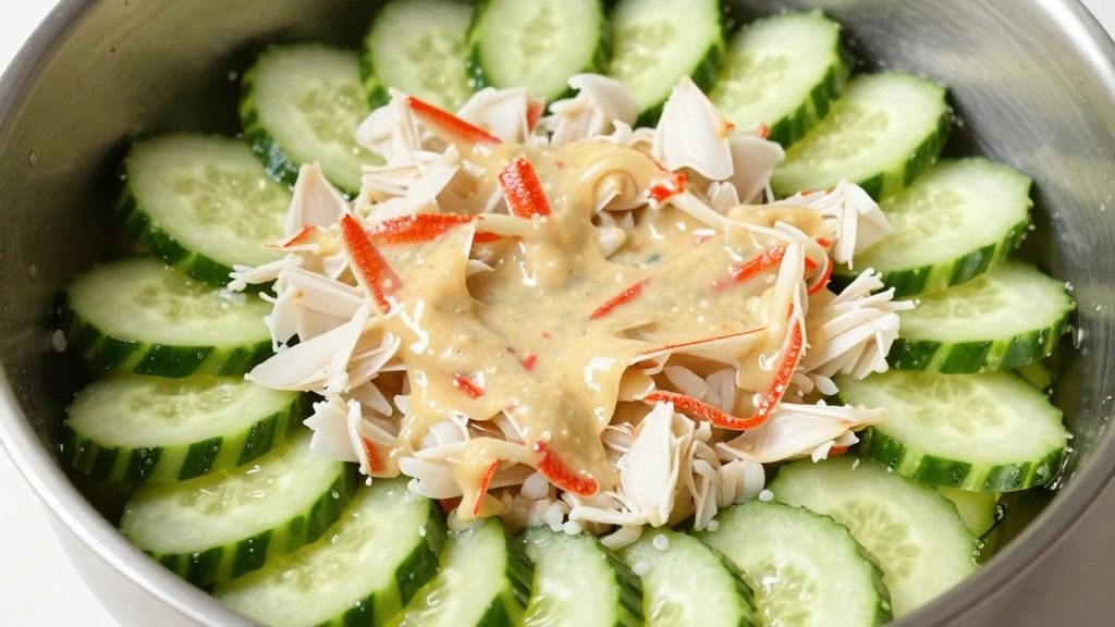 Cucumber Salad with Crab Meat Light and Refreshing - Step 5: Combine Salad Ingredients 1