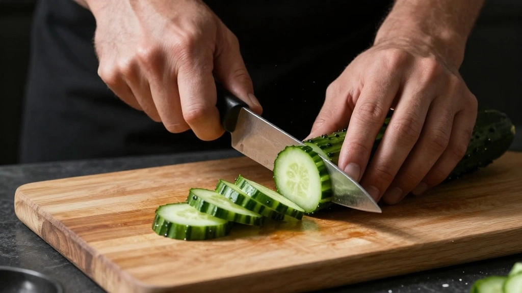 Cucumber Tomato Feta Salad with Lemon Olive Oil Dressing - Step 2: Dice the Cucumbers 1