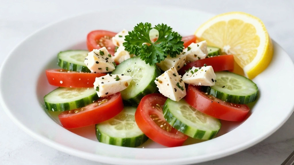 Cucumber Tomato Feta Salad with Lemon Olive Oil Dressing - Step 8: Serve the Salad 1