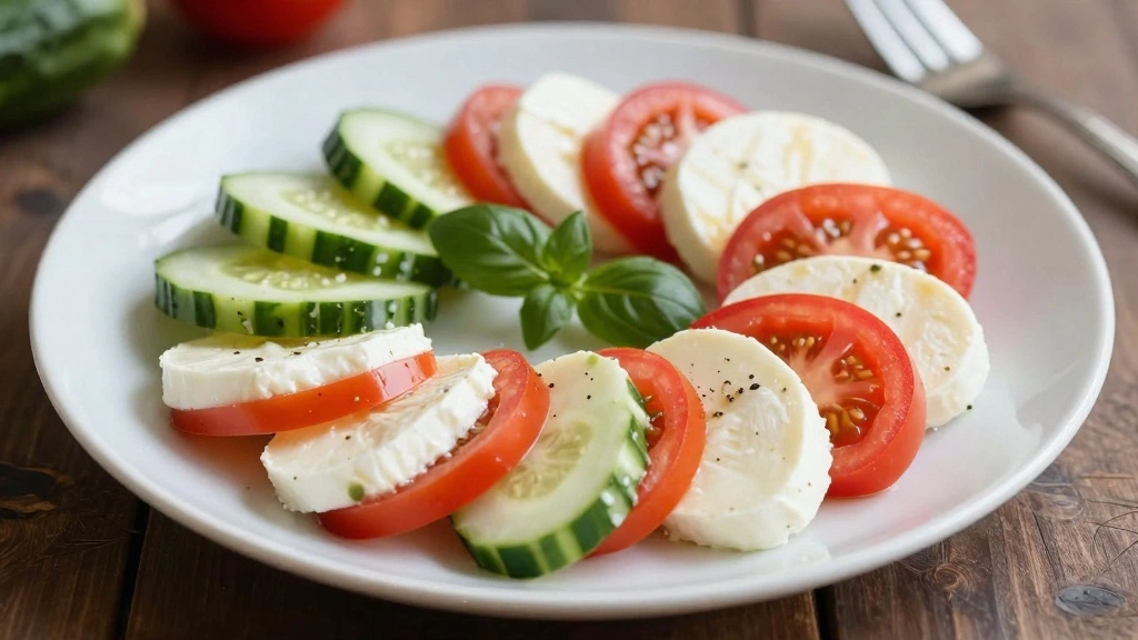 Cucumber Tomato Mozzarella Salad Caprese-Style - Step 8: Serve Immediately 1