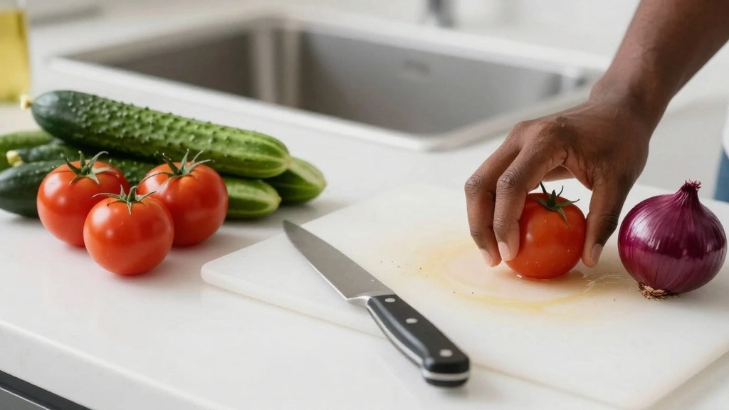 Cucumber Tomato Onion Salad with Light Vinegar Dressing - Step 1: Prepare Ingredients 1