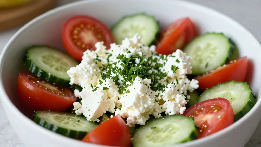 Cucumber Tomato Salad with Feta Cheese and Herbs - Step 6: Add Feta and Herbs 1