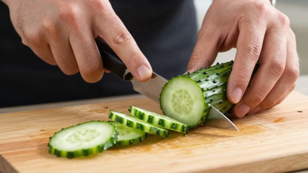 Cucumber and Avocado Salad with Lemon Dressing - Step 2: Slice Cucumbers 1