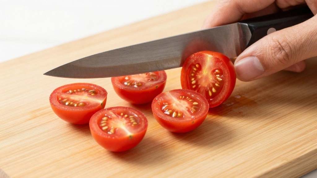 Cucumber and Avocado Salad with Lemon Dressing - Step 4: Cut Cherry Tomatoes 1