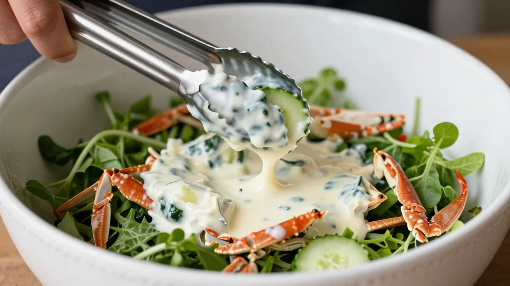 Cucumber and Crab Salad with Creamy Dressing - Step 5: Combine Salad and Dressing 1