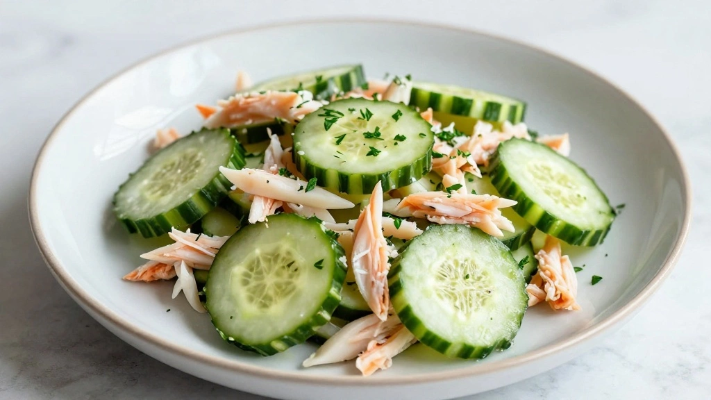 Cucumber and Crab Salad with Creamy Dressing - Step 8: Garnish and Serve 1